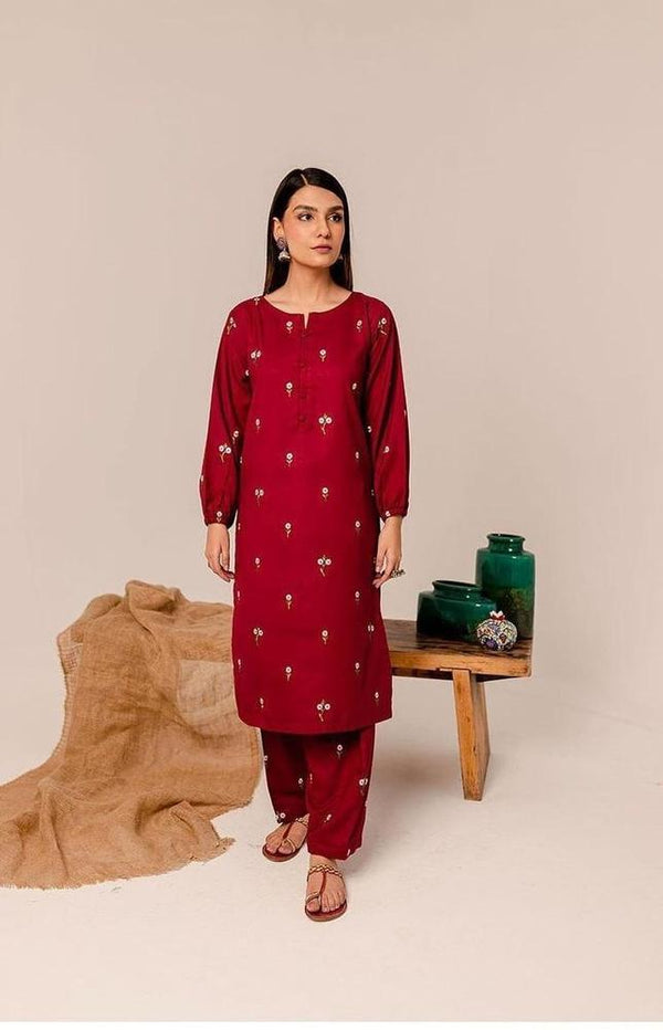 Cherry Embroidered 2 Piece Suit