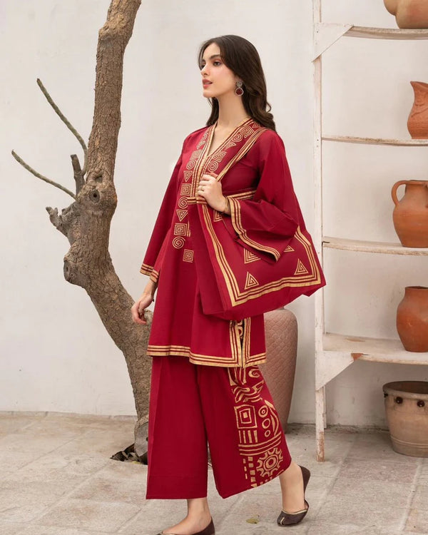 Premium Stitched 2 pc Suit with Hand Bag